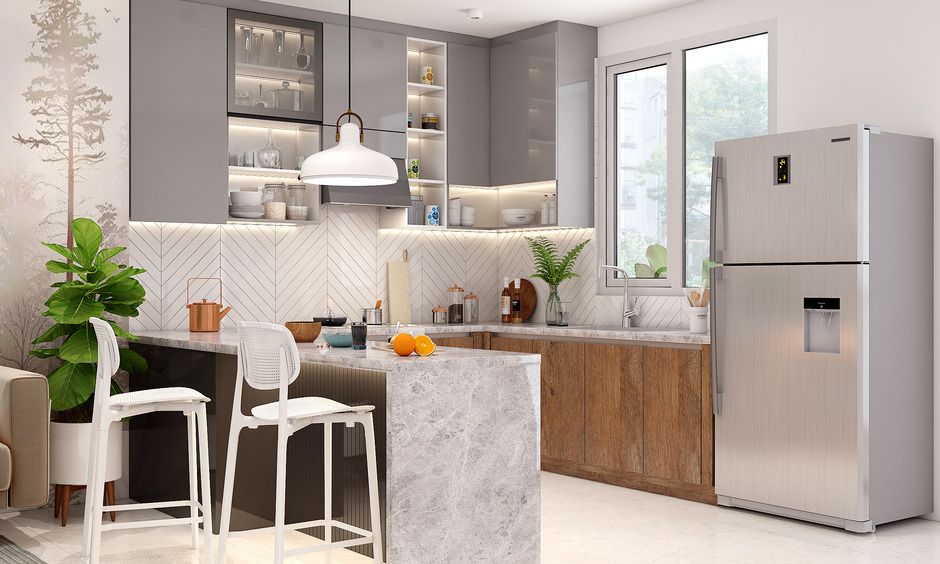 A Modern Kitchen With Attached Kitchen Island (1)