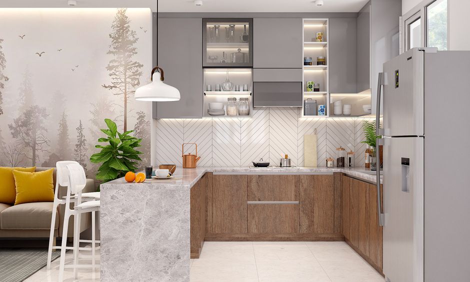 A Modern Kitchen With Attached Kitchen Island (2)
