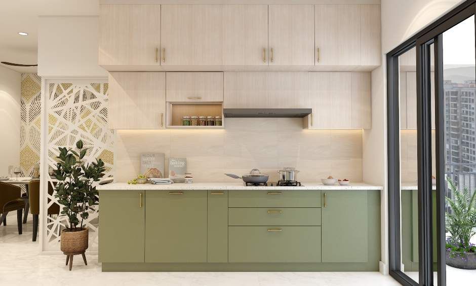 A Modern Parallel Kitchen In Sage Green (3)