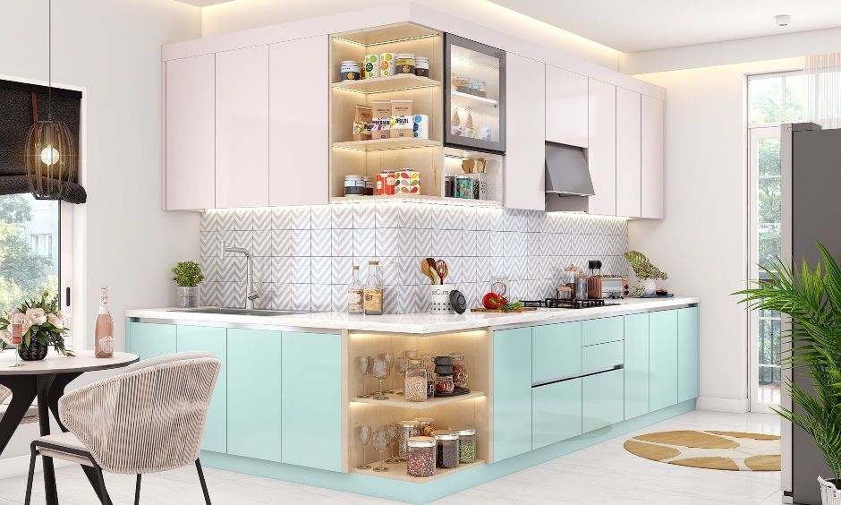 A Soothing Blue Kitchen In An Inverted L-Shape (2)