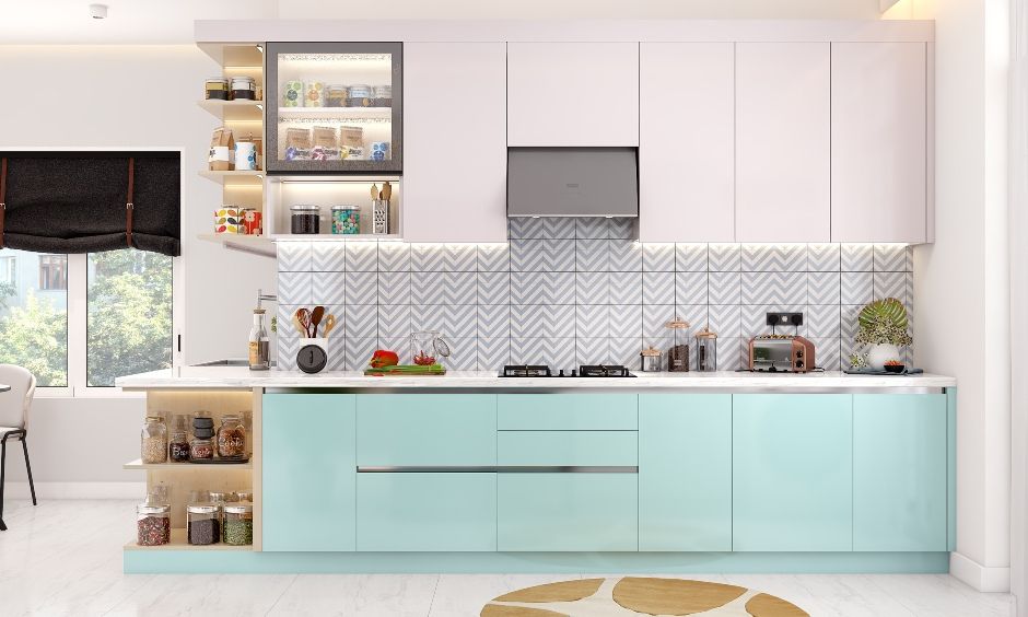 A Soothing Blue Kitchen In An Inverted L-Shape (3)