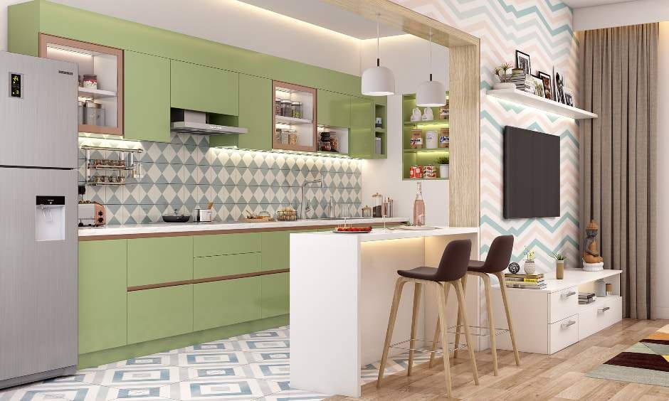 An Open Straight Kitchen In Fresh Colours (1)