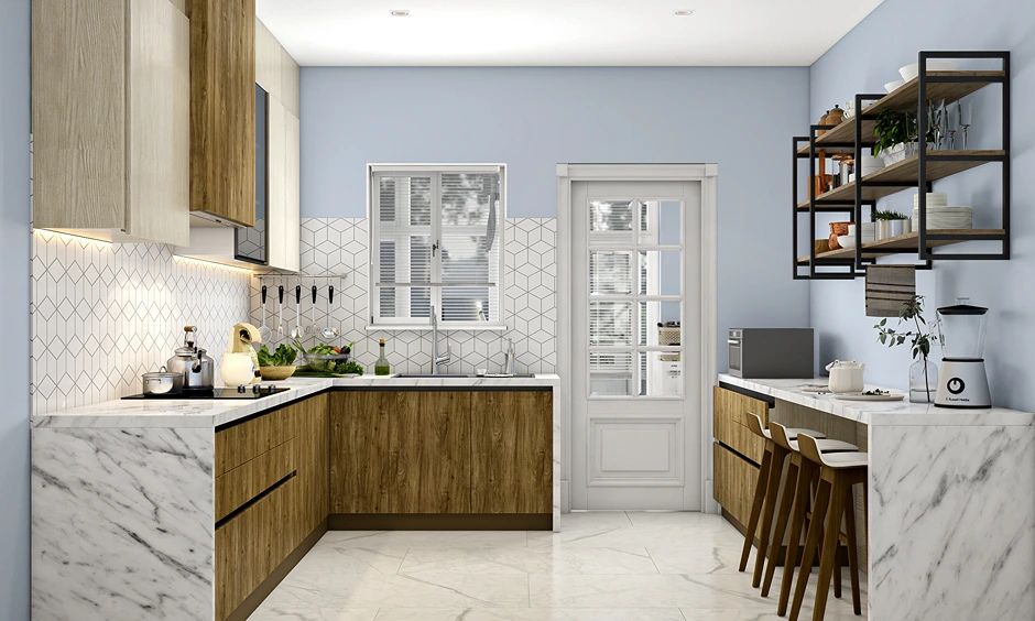 Modern Wood and Marble Kitchen With Industrial (1)